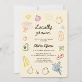 Invitation Baby shower tiré à la main localement cultivé (Devant)