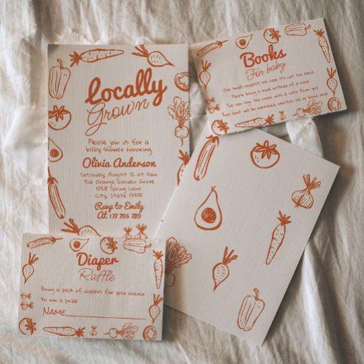 Invitation Baby shower tiré sur le marché des agriculteurs cu