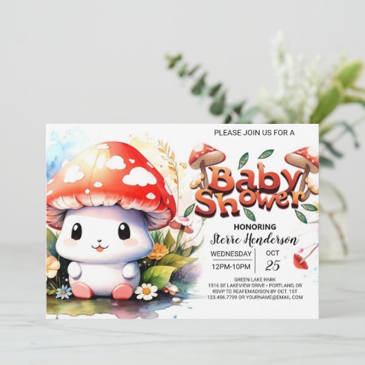 Invitation Baby shower Toadstool Wonderland (Debout devant)