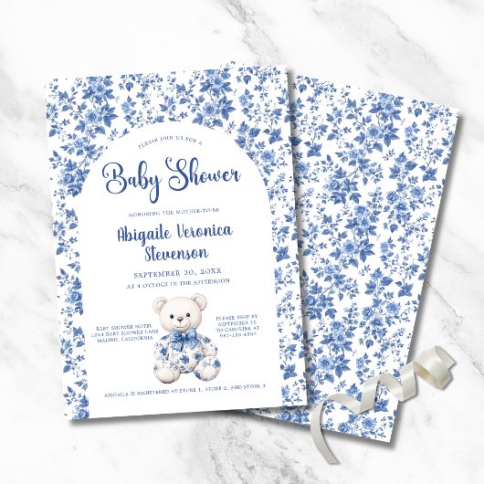Invitation Baby shower Toile Bleu
