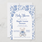 Invitation Baby shower Toile Bleu (Devant)