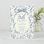 Invitation Baby shower Toile De Jouy (Debout devant)