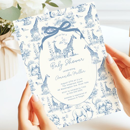 Invitation Baby shower Toile De Jouy