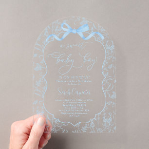 Invitation Baby Shower Toile De Jouy avec garçon à