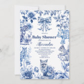 Invitation Baby shower Toile De Jouy Bow (Devant)