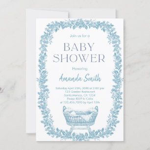 Invitation Baby shower Toile de Jouy Chinoiserie rustique