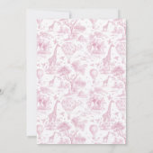 Invitation Baby shower Toile de Jouy Safari Bow rose (Dos)