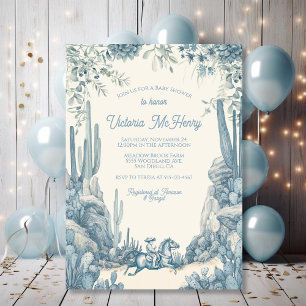 Invitation Baby shower Toile Little Cowboy
