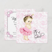 Invitation Baby Shower Toile Rose (Devant / Derrière)