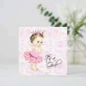 Invitation Baby Shower Toile Rose (Debout devant)