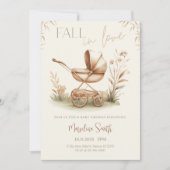Invitation Baby Shower « Tomber en amour » - Thème Feuilles d (Devant)