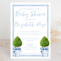 Baby shower Topiaire bleu et blanc