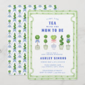 Invitation Baby shower Topiaire Chinoiserie | Tea Party (Devant / Derrière)