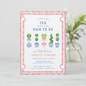 Invitation Baby shower Topiaire Chinoiserie | Tea Party rose (Debout devant)