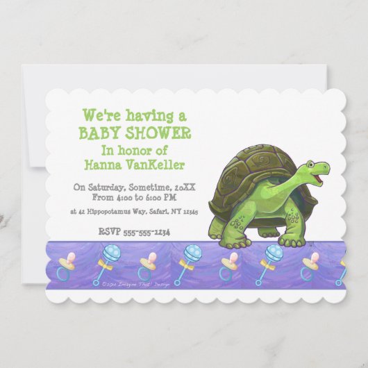 Invitation Baby shower Tortoise mignonne (Devant)