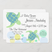 Invitation Baby shower tortue (Devant / Derrière)