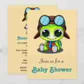 Invitation Baby Shower Tortue de Dessin Animé Chibi Mignonne (Devant / Derrière)