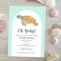 Baby Shower Tortue de Mer Vert Menthe