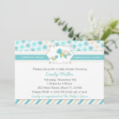 Invitation Baby shower tortue Unisex Turquoise (Debout devant)