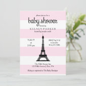 Invitation Baby shower Tour Eiffel Paris rose (Debout devant)