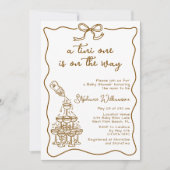 Invitation Baby shower tour Martini à la main tiré pour bébé (Devant)