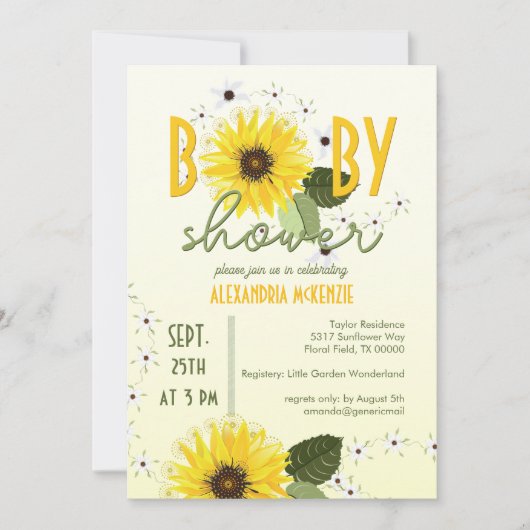Invitation Baby shower tournesol (Devant)