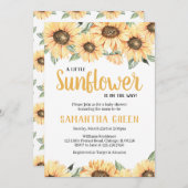 Invitation Baby shower tournesol (Devant / Derrière)