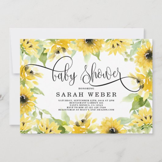 Invitation Baby shower tournesol (Devant)