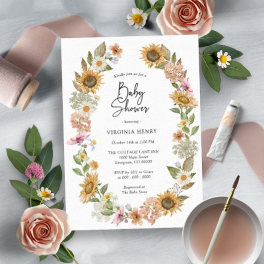 Invitation Baby shower tournesol