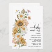 Invitation Baby shower tournesol (Devant / Derrière)