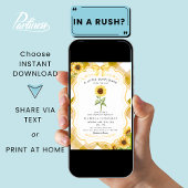 Invitation Baby shower tournesol En vichy rustique