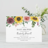 Invitation Baby shower tournesol et Rose (Debout devant)