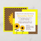Invitation Baby Shower Tournesol - Jaune & Marron (Devant / Derrière)