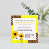 Invitation Baby Shower Tournesol - Jaune & Marron (Debout devant)