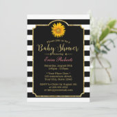 Invitation Baby shower Tournesol Moderne Tailles Noir & Blanc (Debout devant)