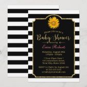 Invitation Baby shower Tournesol Moderne Tailles Noir & Blanc (Devant / Derrière)