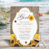 Invitation Baby shower Tournesol rustique Ladybug Country Gir