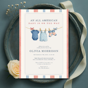 Invitation Baby Shower Tout Américain Patriotique