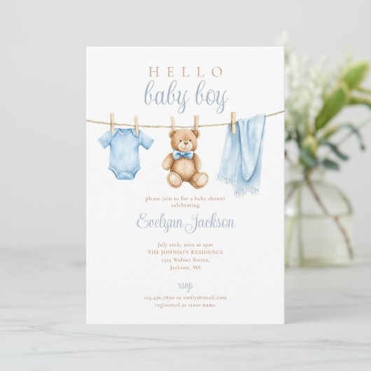 Invitation Baby shower Tout en un (Debout devant)