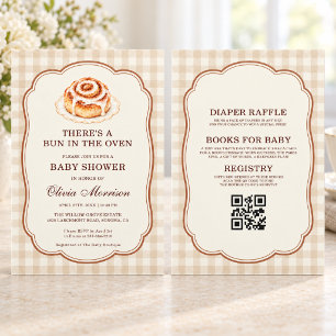 Invitation Baby-Shower tout-en-un Bun in the Oven à carreaux