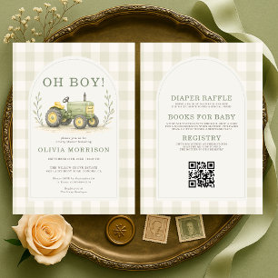Invitation Baby Shower "Tout en Un" pour le Tracteur d'Agricu