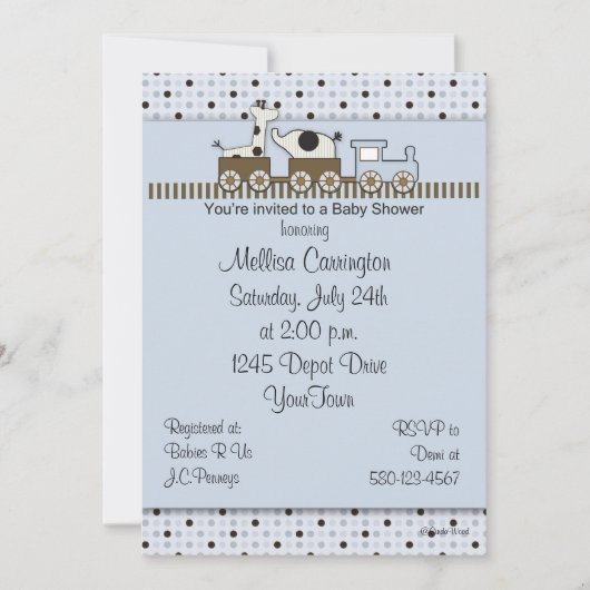Invitation Baby shower Train (Devant)