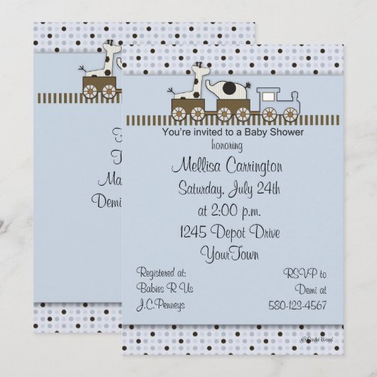 Invitation Baby shower Train (Devant / Derrière)