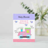Invitation Baby Shower Train à vapeur rose (Debout devant)