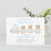 Invitation Baby Shower Train Bleu Ours (Debout devant)