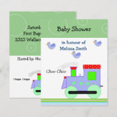 Invitation Baby Shower Train Choo Choo (Devant / Derrière)