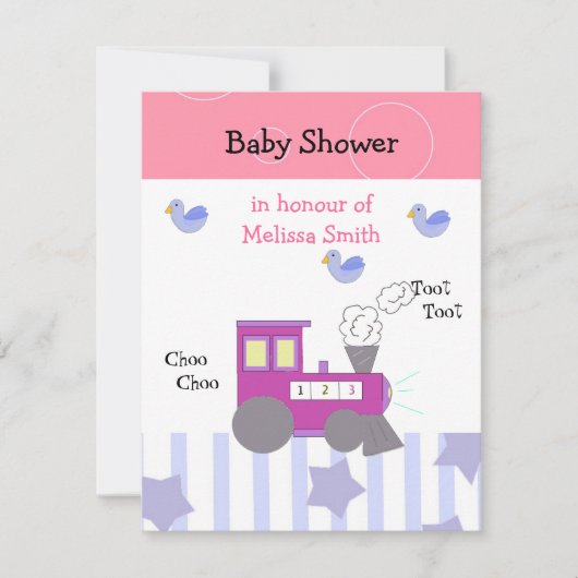 Invitation Baby Shower Train Choo Choo (Devant)