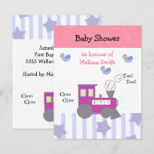 Invitation Baby Shower Train Choo Choo (Devant / Derrière)