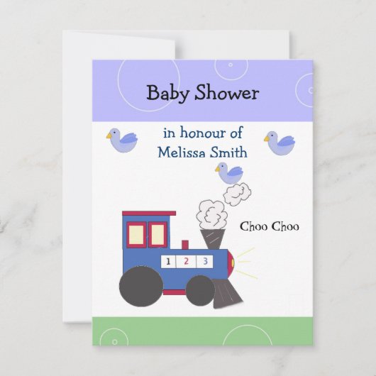 Invitation Baby Shower Train Choo Choo (Devant)