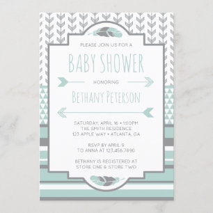 Invitation Baby shower Tribal, Aztèque, Flèches, B